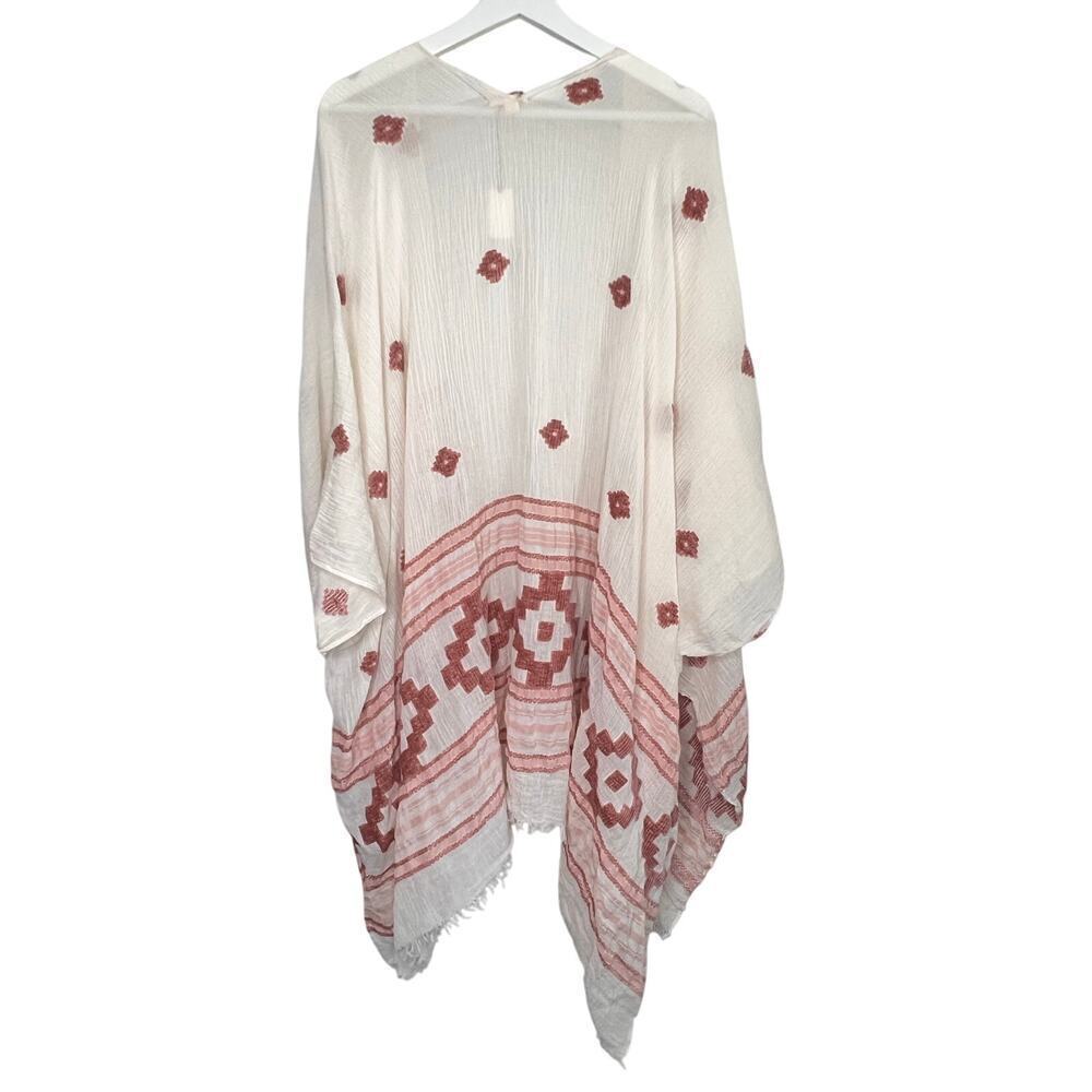 NWT World Market Cream & Pink Aztec Printed Kaftan One Size